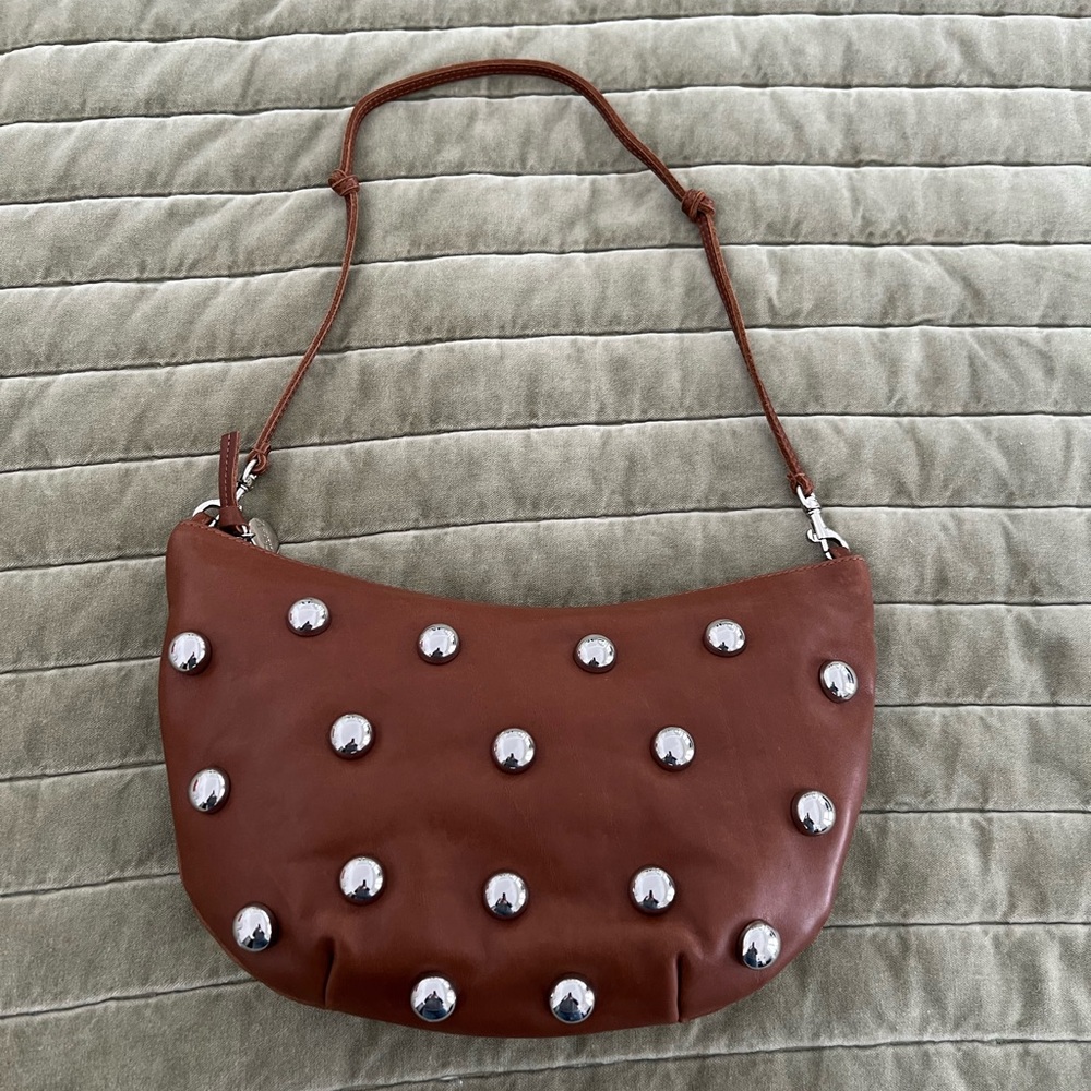 CLARE V. Lune Bag - Brown Leather